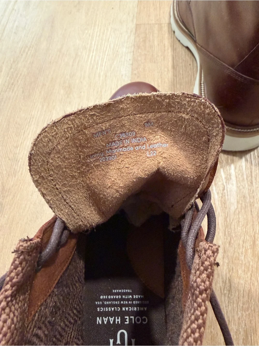Cole Haan Brown Leather Lace-Up Boots with White Lug Sole